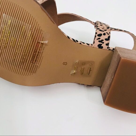 New! Madewell The Alyssa Sandal Leather Leopard Spotted Calf Hair Block Sandals - Picture 10 of 14